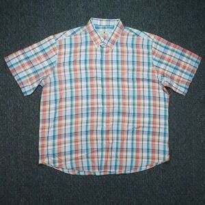 Southern Pines Shirt Mens XXL Blue Plaid Short Sleeve Button Up 2XL